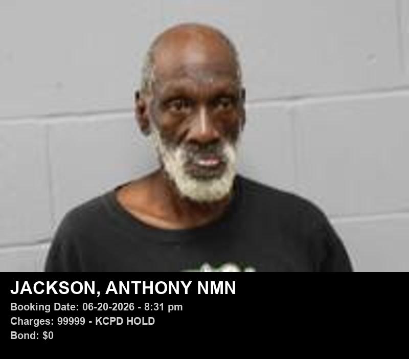 ANTHONY NMN JACKSON — arrest record card, Johnson County, Missouri