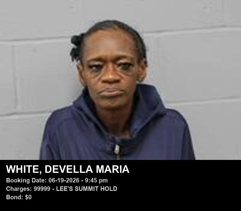 DEVELLA MARIA WHITE — arrest record card, Johnson County, Missouri