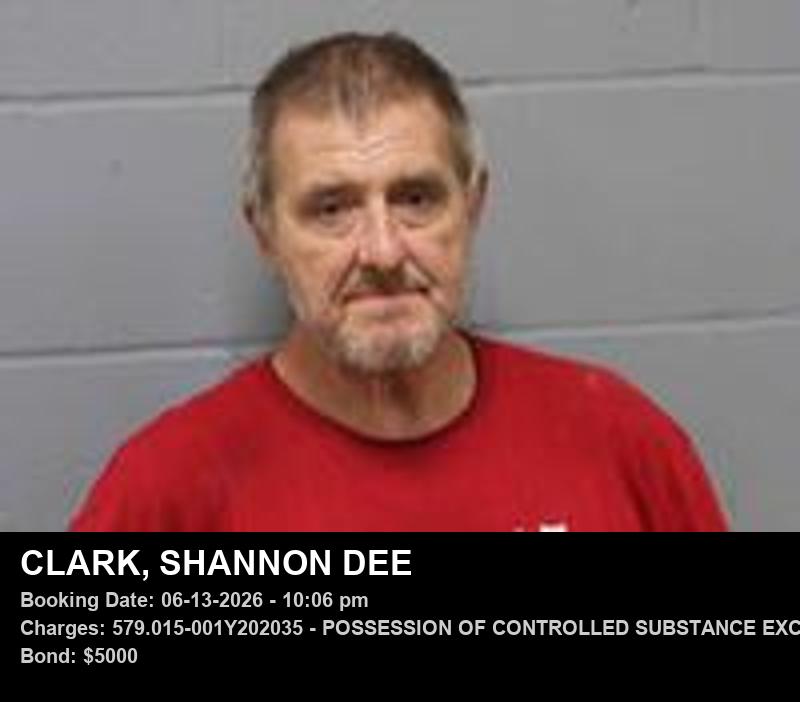 SHANNON DEE CLARK — arrest record card, Johnson County, Missouri