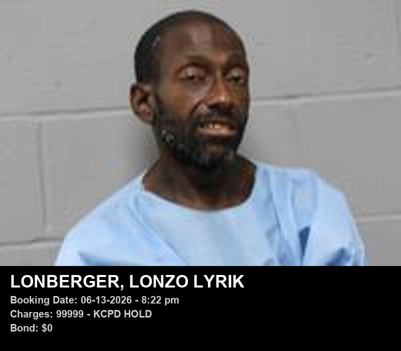 LONZO LYRIK LONBERGER — arrest record card, Johnson County, Missouri