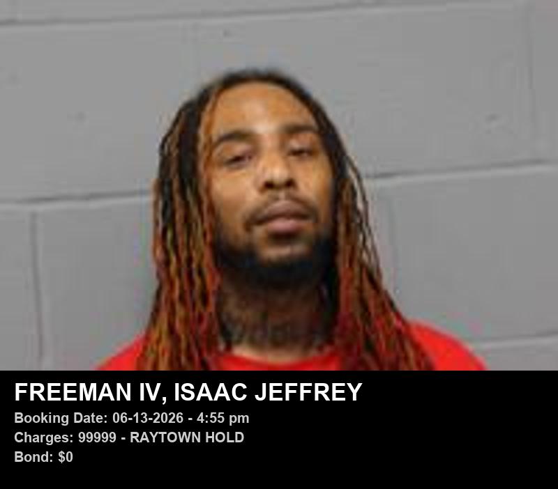 ISAAC JEFFREY FREEMAN IV — arrest record card, Johnson County, Missouri