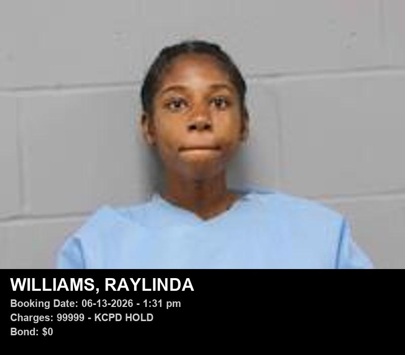 RAYLINDA WILLIAMS — arrest record card, Johnson County, Missouri