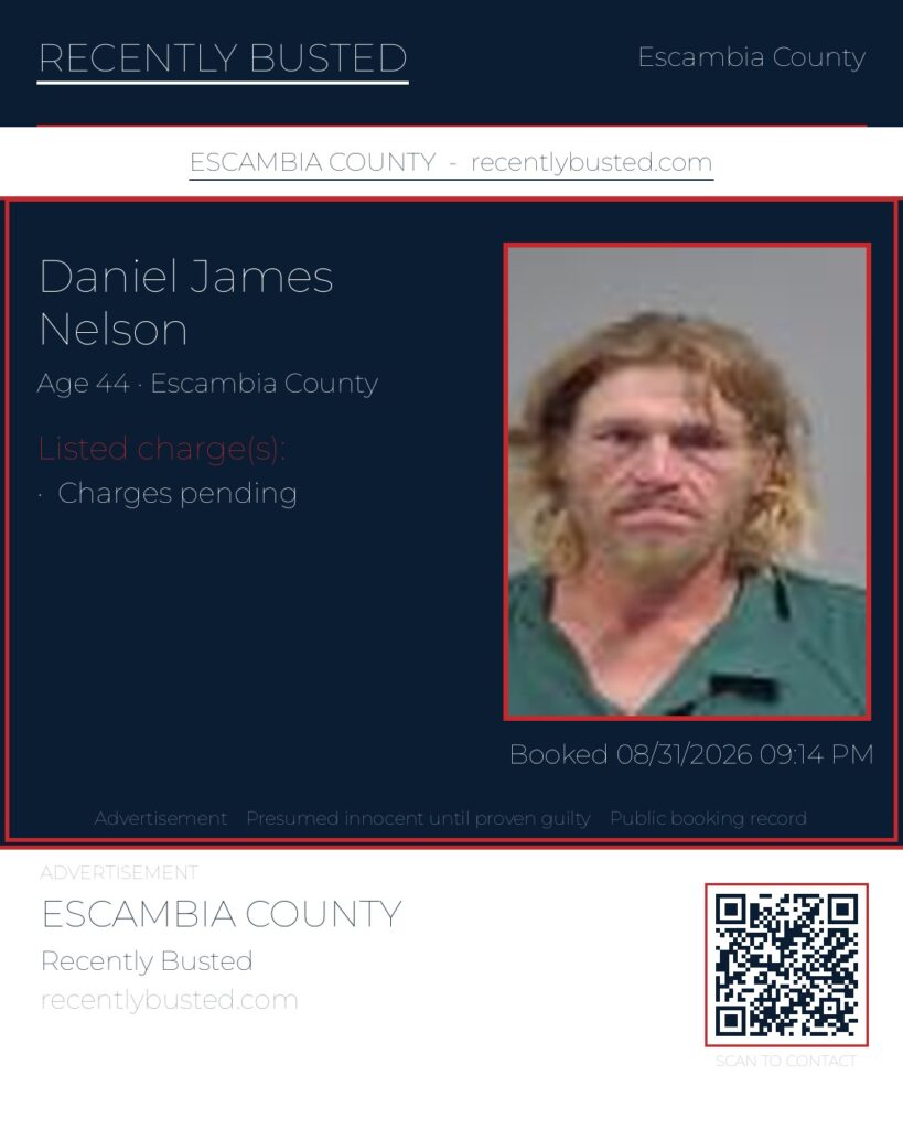 Daniel James Nelson — arrest record card, Florida Crime