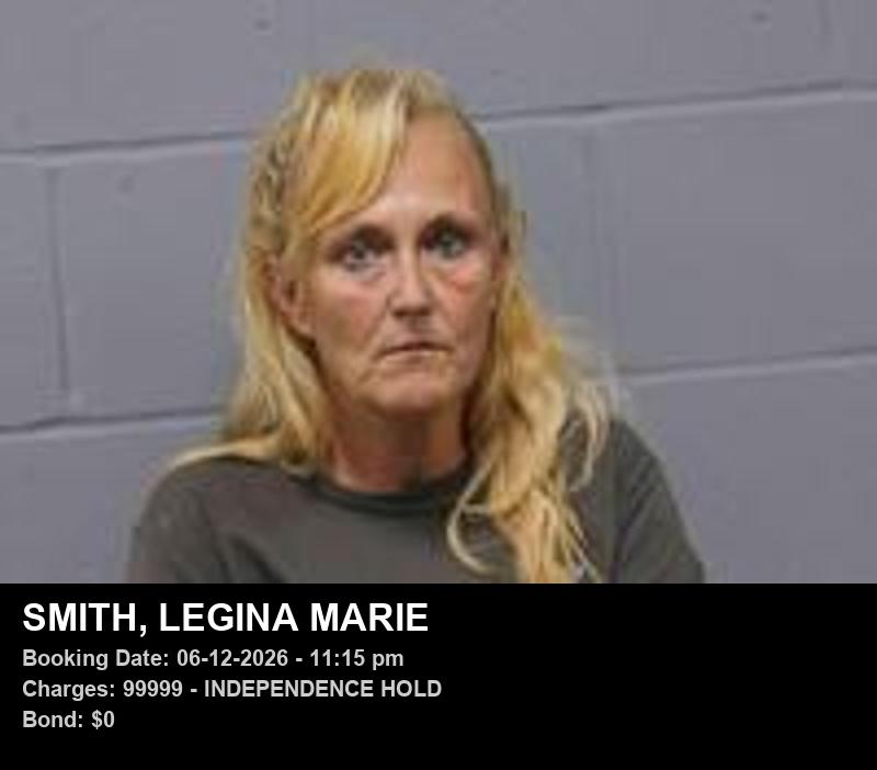 LEGINA MARIE SMITH — arrest record card, Johnson County, Missouri