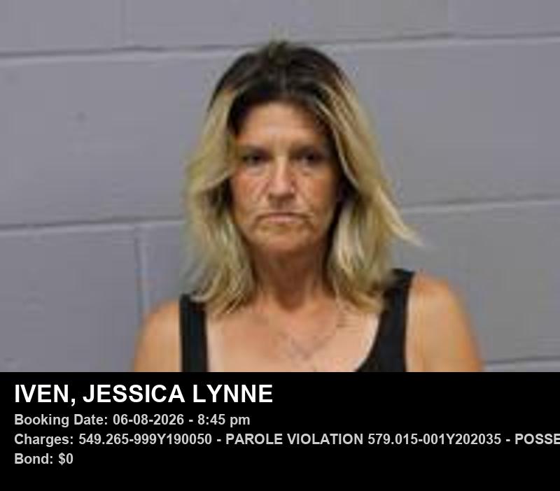 JESSICA LYNNE IVEN — arrest record card, Johnson County, Missouri