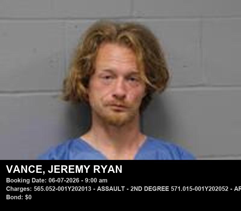 JEREMY RYAN VANCE — arrest record card, Johnson County, Missouri