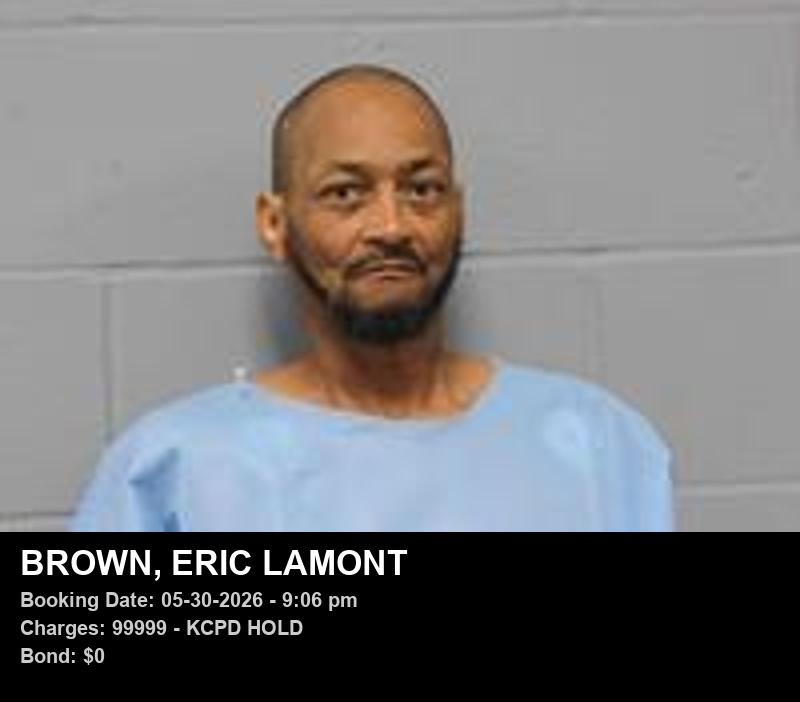 ERIC LAMONT BROWN — arrest record card, Johnson County, Missouri