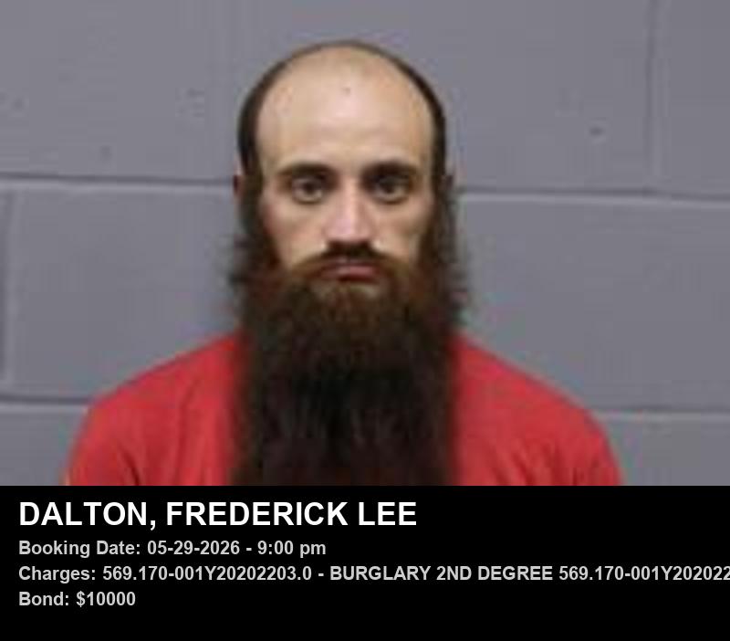 FREDERICK LEE DALTON — arrest record card, Johnson County, Missouri
