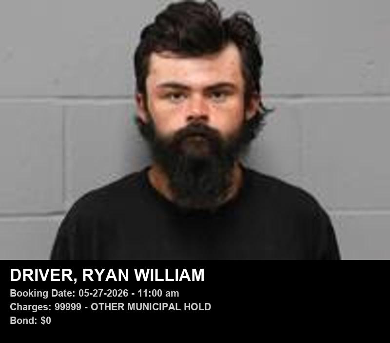 RYAN WILLIAM DRIVER — arrest record card, Johnson County, Missouri