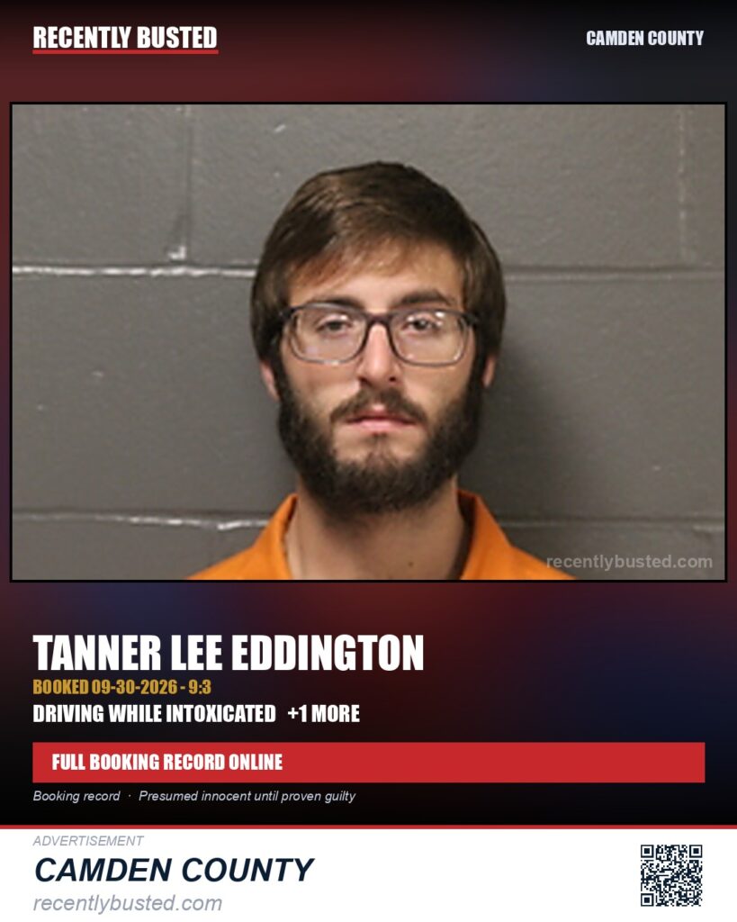 Eddington, Tanner Lee — arrest record card, Missouri