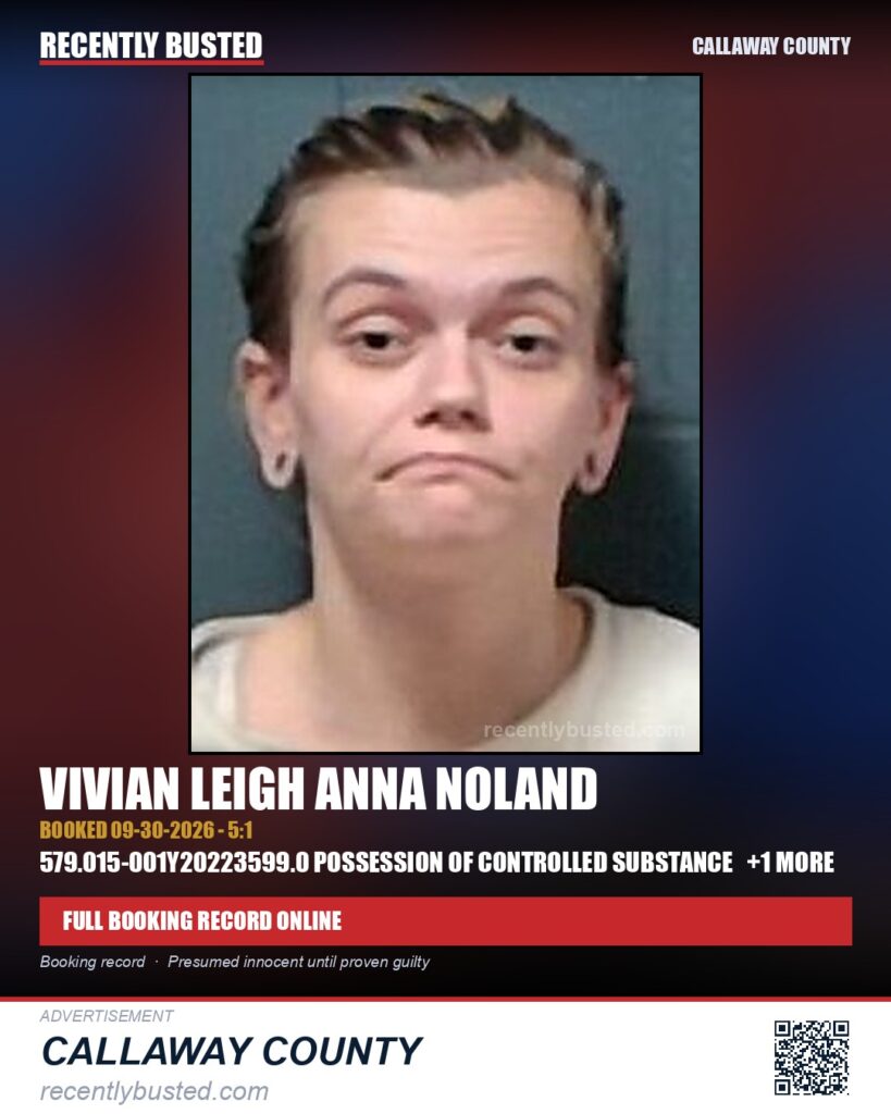 Noland, Vivian Leigh Anna — arrest record card, Missouri