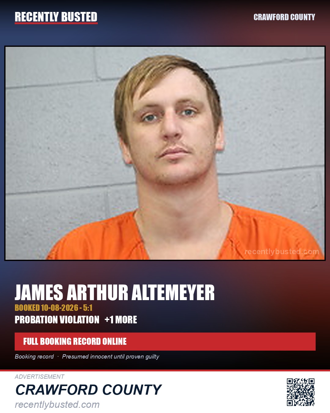 Altemeyer, James Arthur — arrest record card, Crawford County