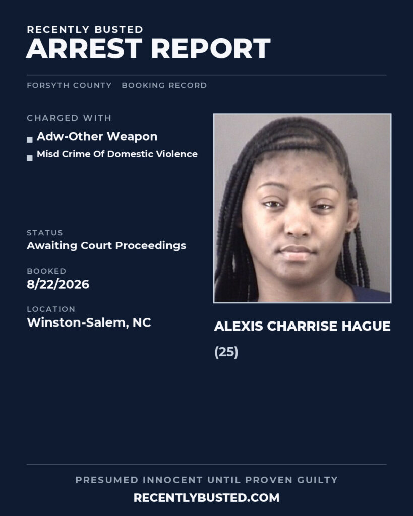 Arrest report - ALEXIS CHARRISE HAGUE