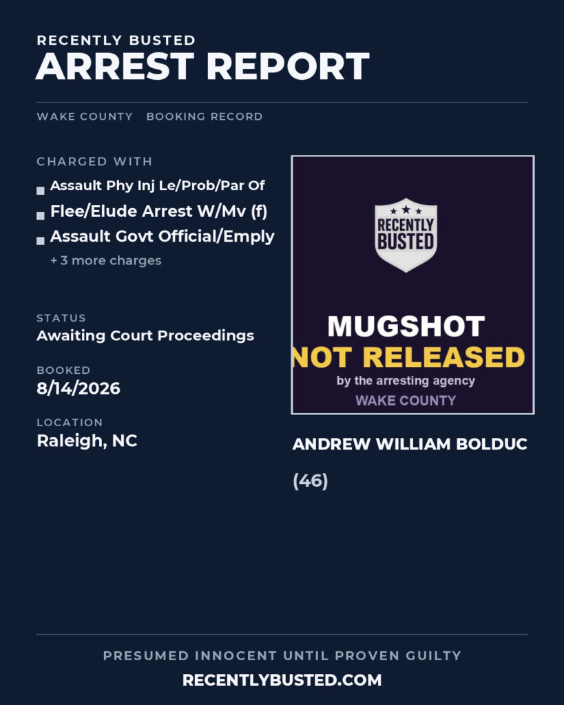 Arrest report - ANDREW WILLIAM BOLDUC