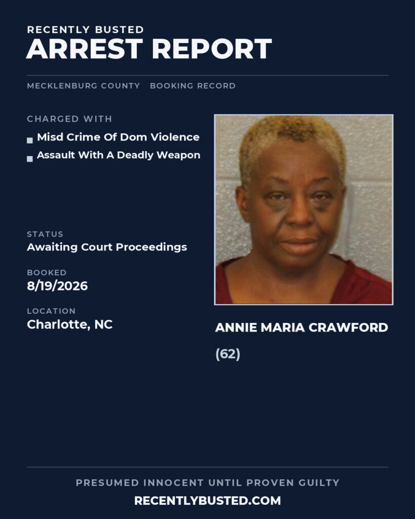 Arrest report - ANNIE MARIA CRAWFORD