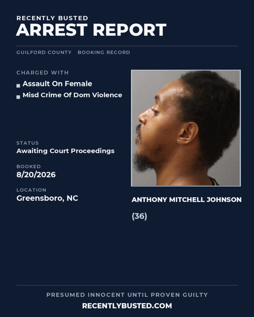 Arrest report - ANTHONY MITCHELL JOHNSON