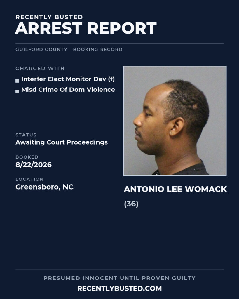 Arrest report - ANTONIO LEE WOMACK