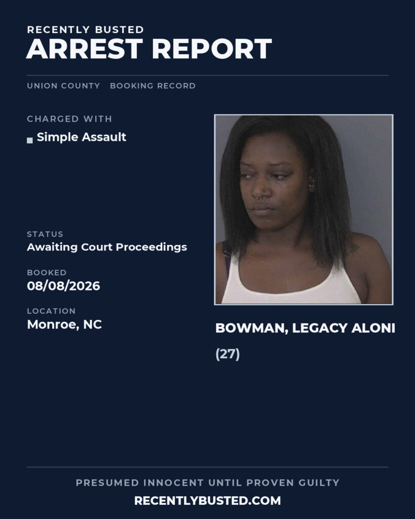 Arrest report - BOWMAN, LEGACY ALONI