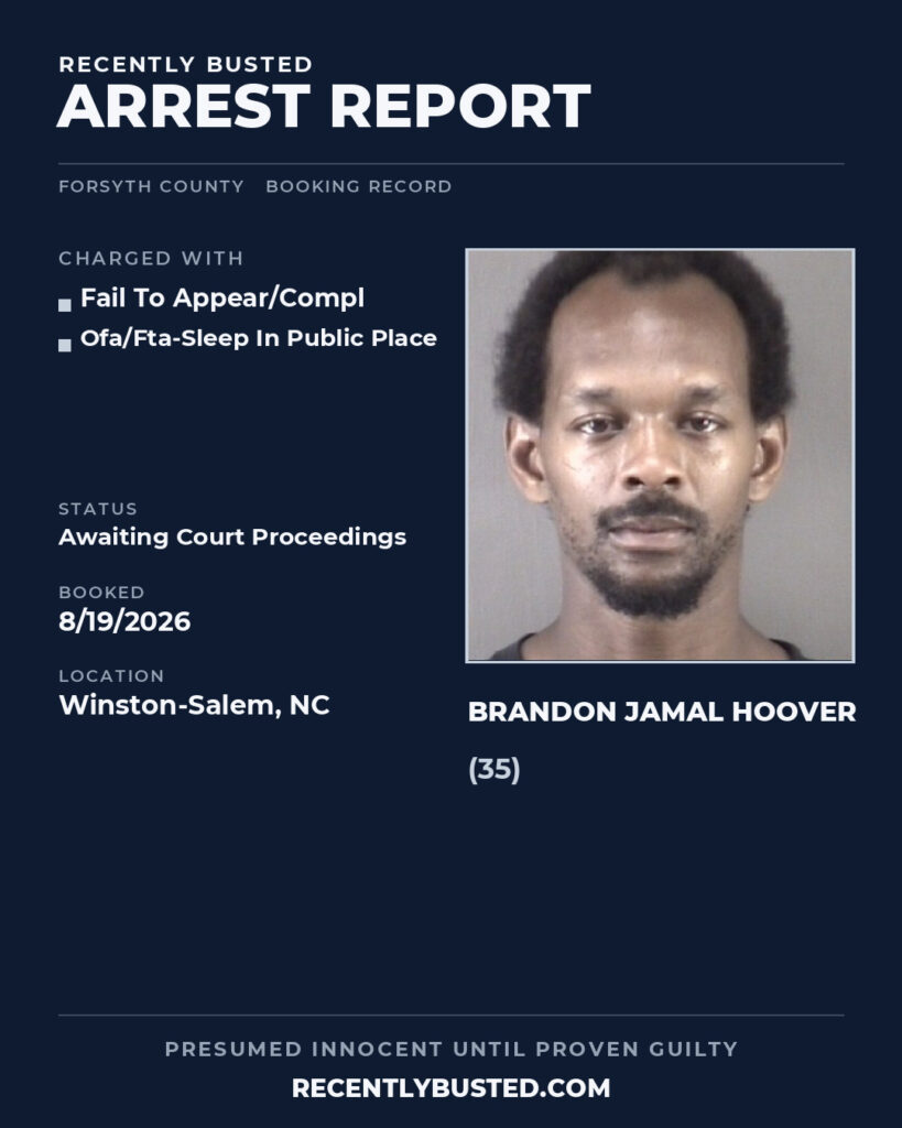 Arrest report - BRANDON JAMAL HOOVER