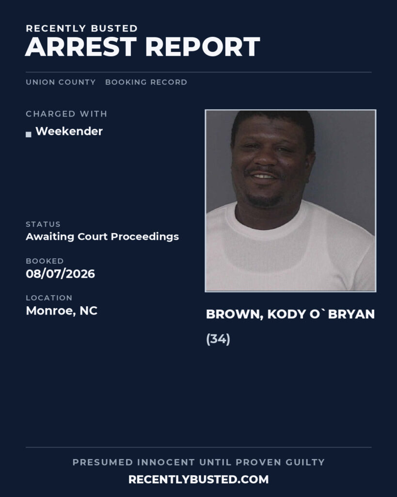 Arrest report - BROWN, KODY O`BRYAN