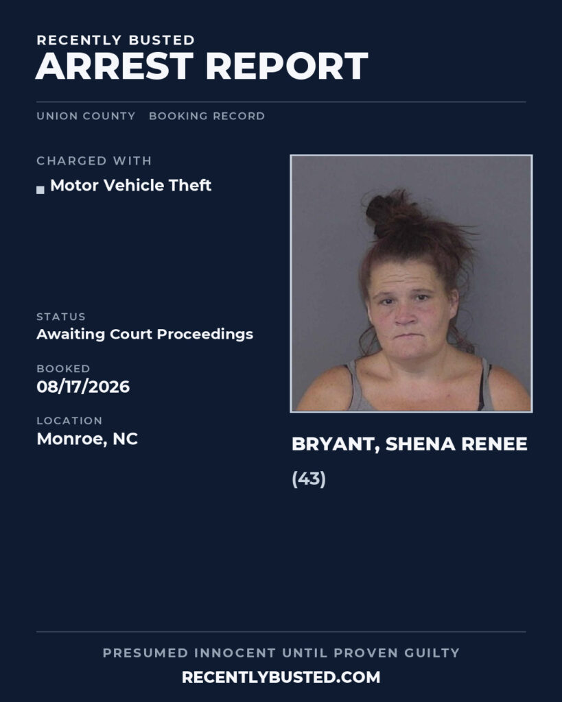 Arrest report - BRYANT, SHENA RENEE