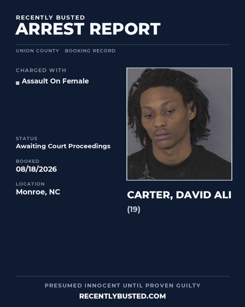 Arrest report - CARTER, DAVID ALI