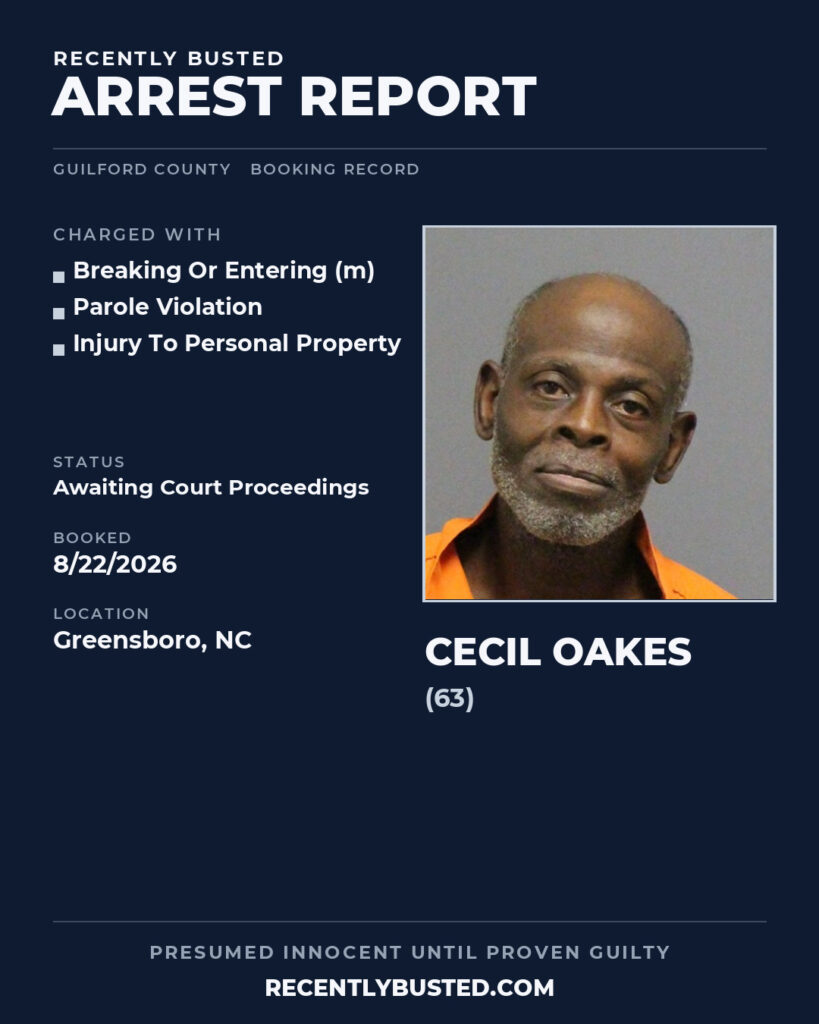 Arrest report - CECIL OAKES