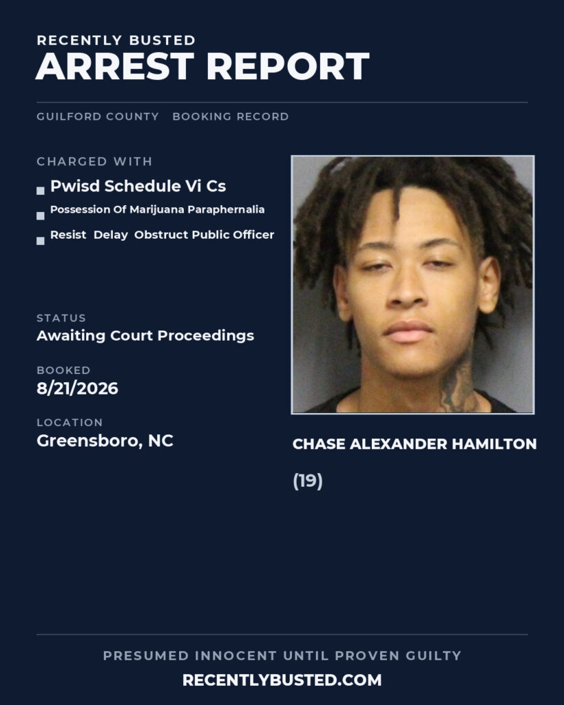 Arrest report - CHASE ALEXANDER HAMILTON