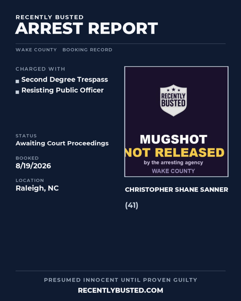 Arrest report - CHRISTOPHER SHANE SANNER