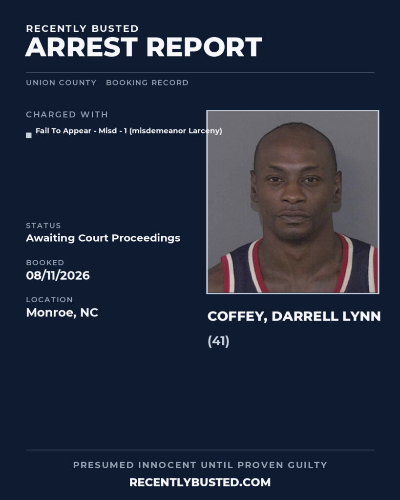Arrest report - COFFEY, DARRELL LYNN