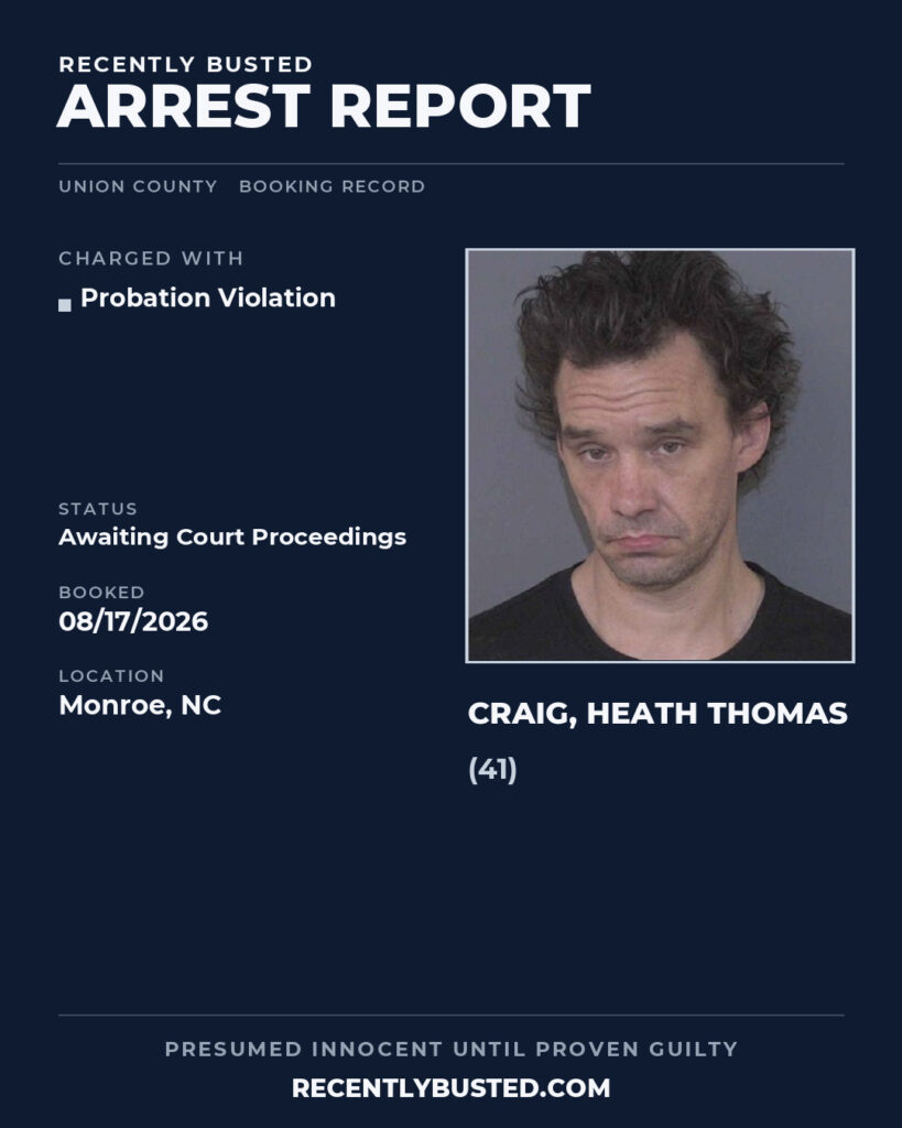 Arrest report - CRAIG, HEATH THOMAS