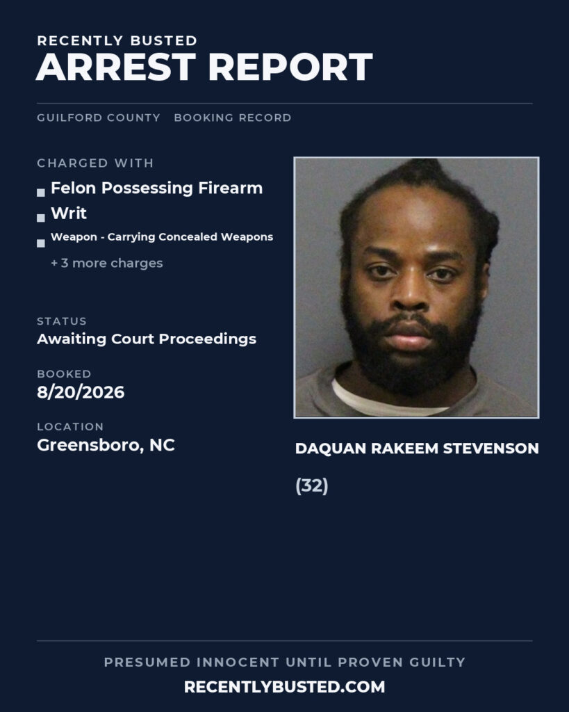 Arrest report - DAQUAN RAKEEM STEVENSON