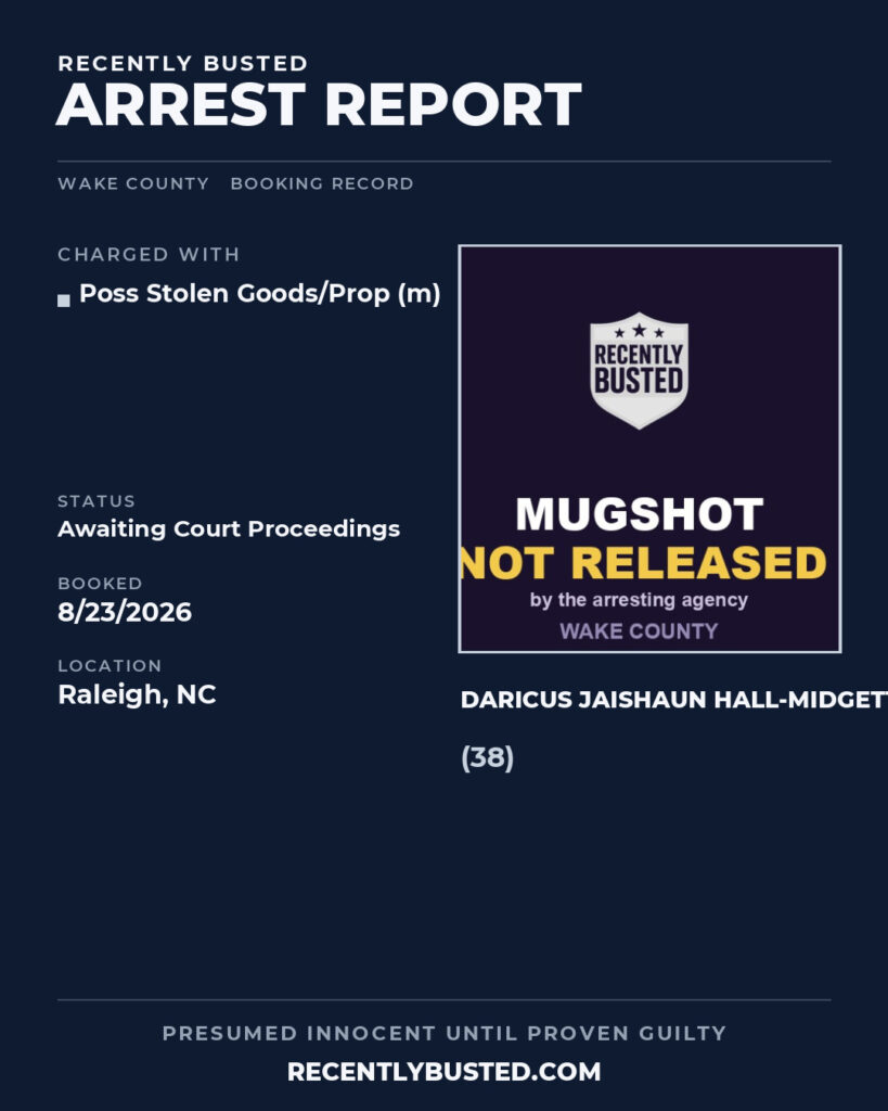 Arrest report - DARICUS JAISHAUN HALL-MIDGETTE
