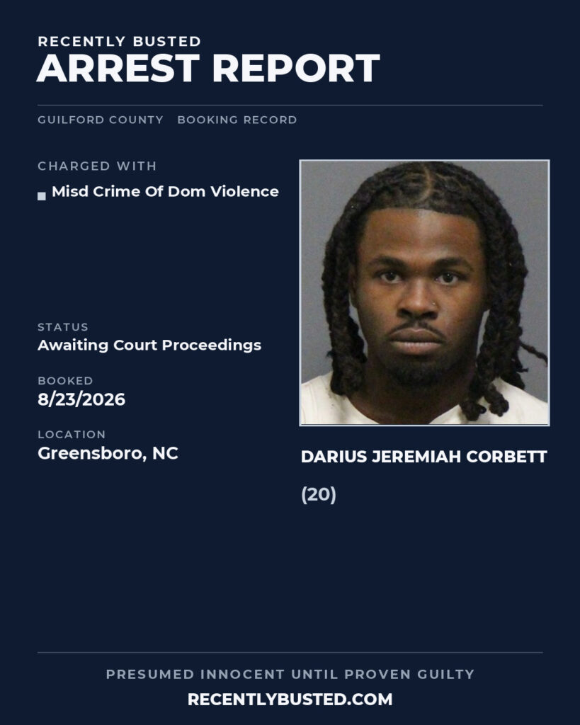 Arrest report - DARIUS JEREMIAH CORBETT
