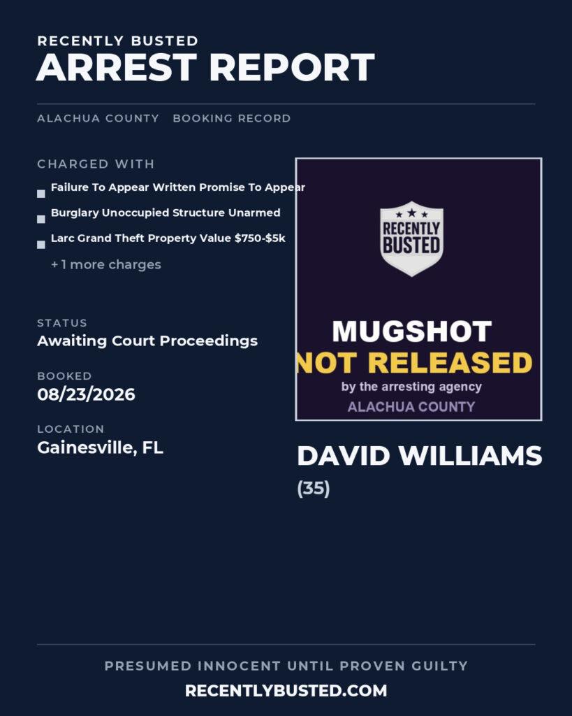 Arrest report - David Williams