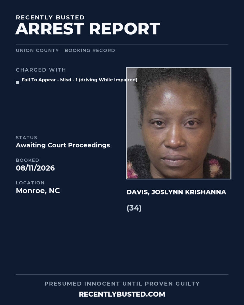 Arrest report - DAVIS, JOSLYNN KRISHANNA