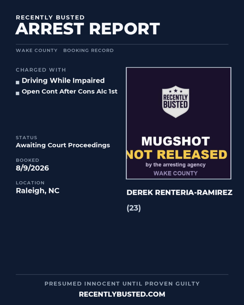 Arrest report - DEREK RENTERIA-RAMIREZ