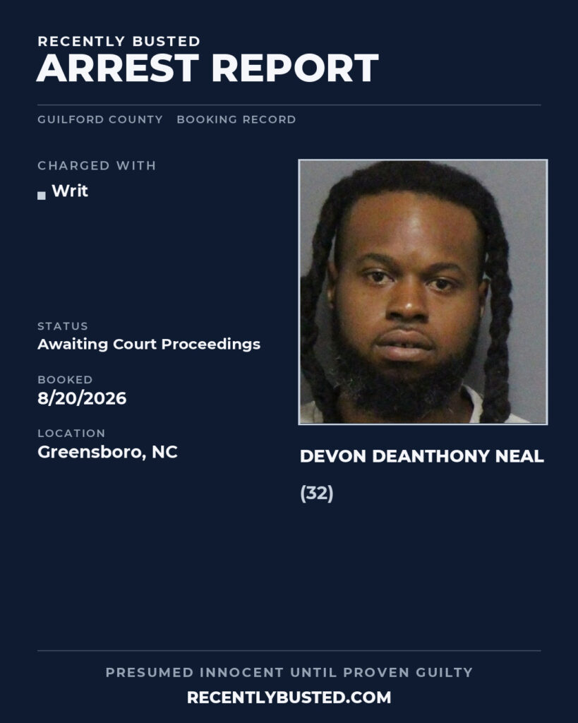 Arrest report - DEVON DEANTHONY NEAL