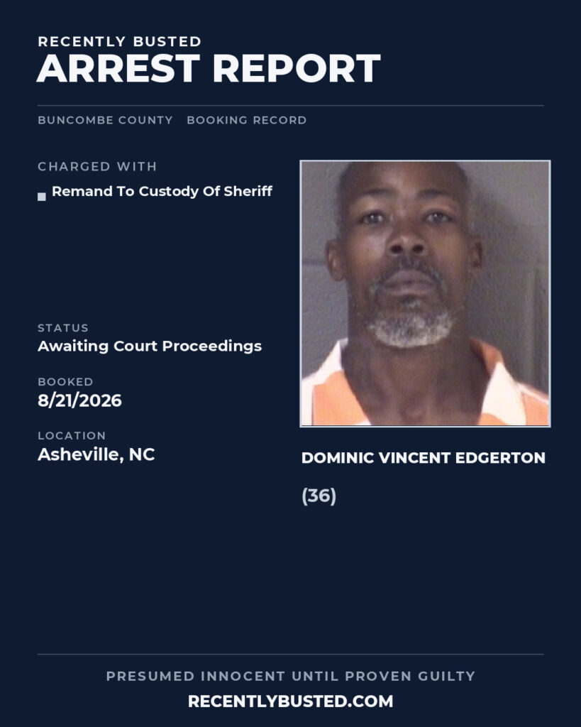 Arrest report - DOMINIC VINCENT EDGERTON
