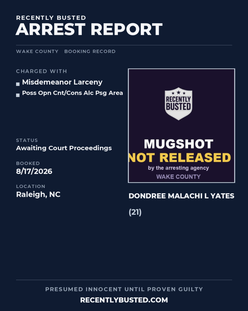 Arrest report - DONDREE MALACHI L YATES