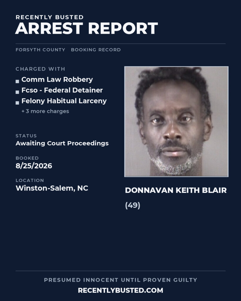 Arrest report - DONNAVAN KEITH BLAIR