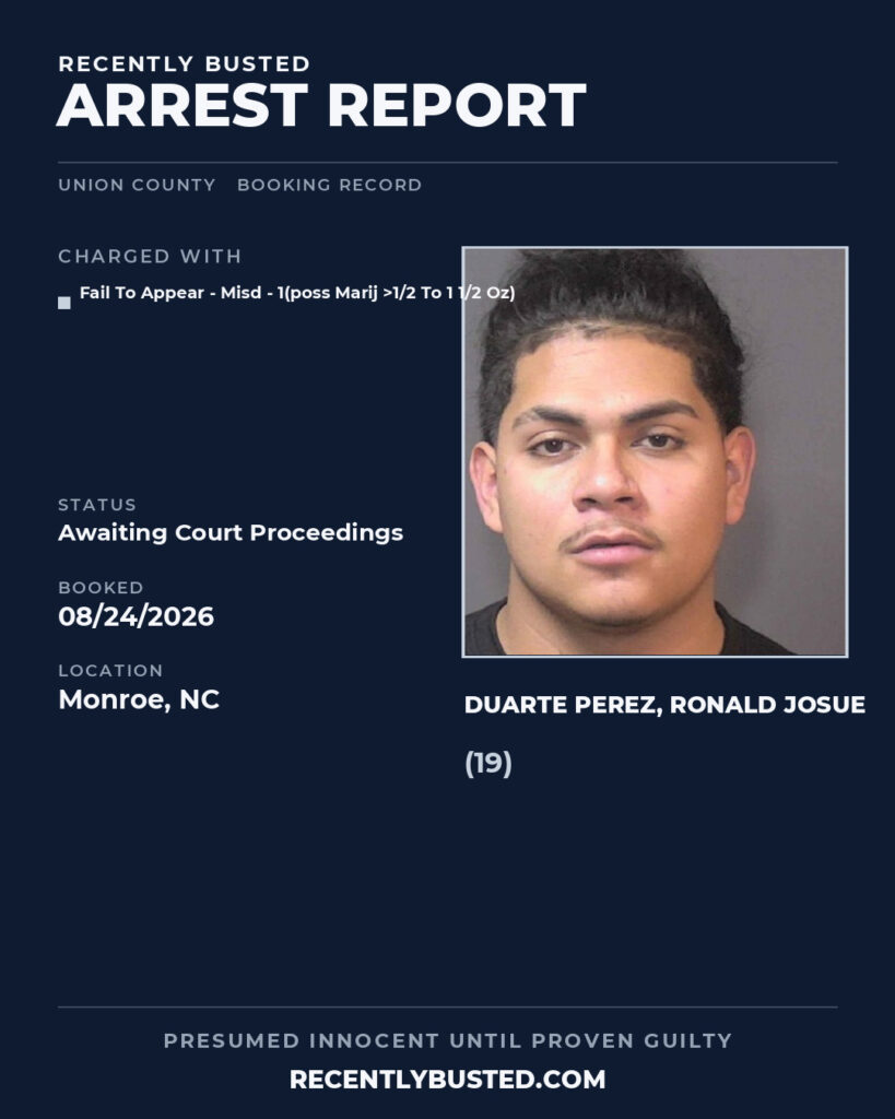 Arrest report - DUARTE PEREZ, RONALD JOSUE