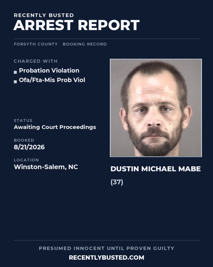 Arrest report - DUSTIN MICHAEL MABE