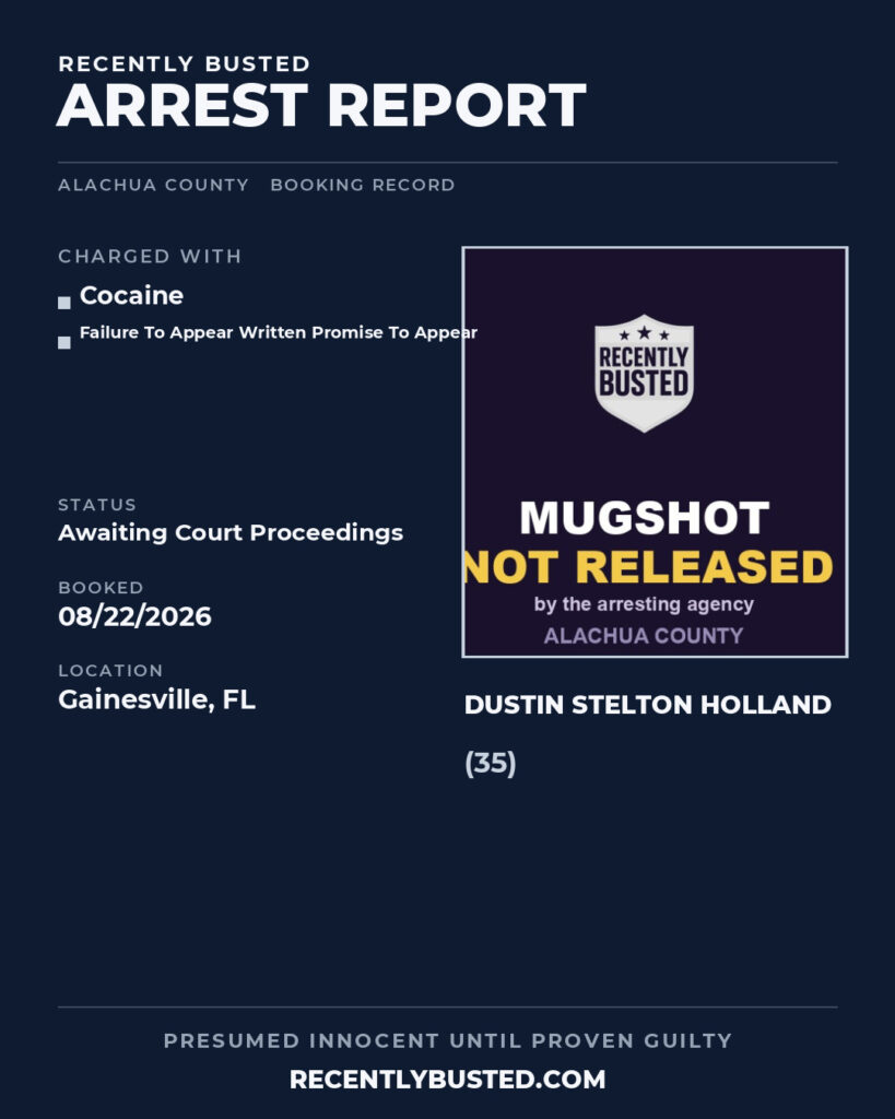 Arrest report - Dustin Stelton Holland