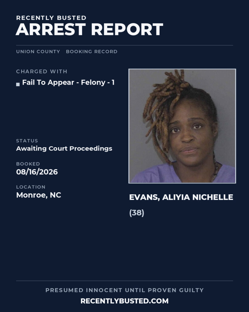Arrest report - EVANS, ALIYIA NICHELLE