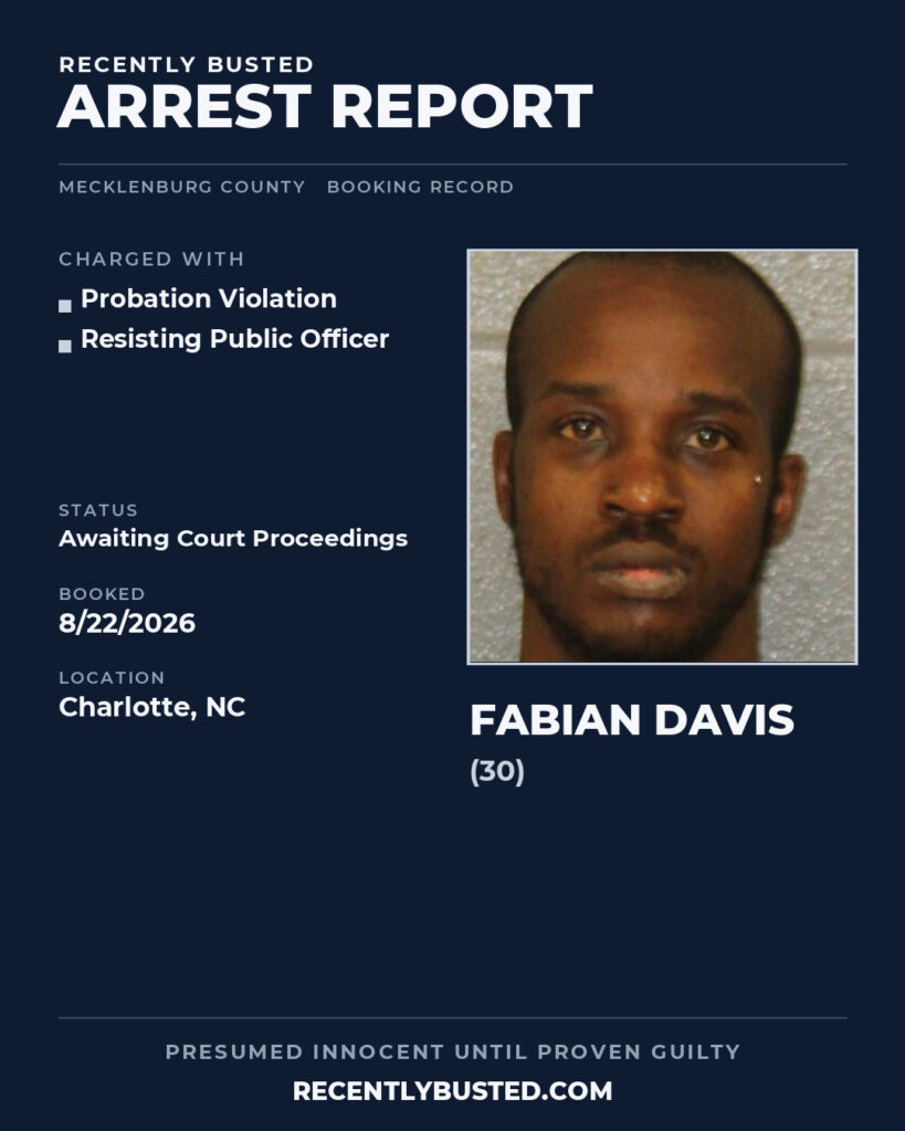 Arrest report - FABIAN DAVIS
