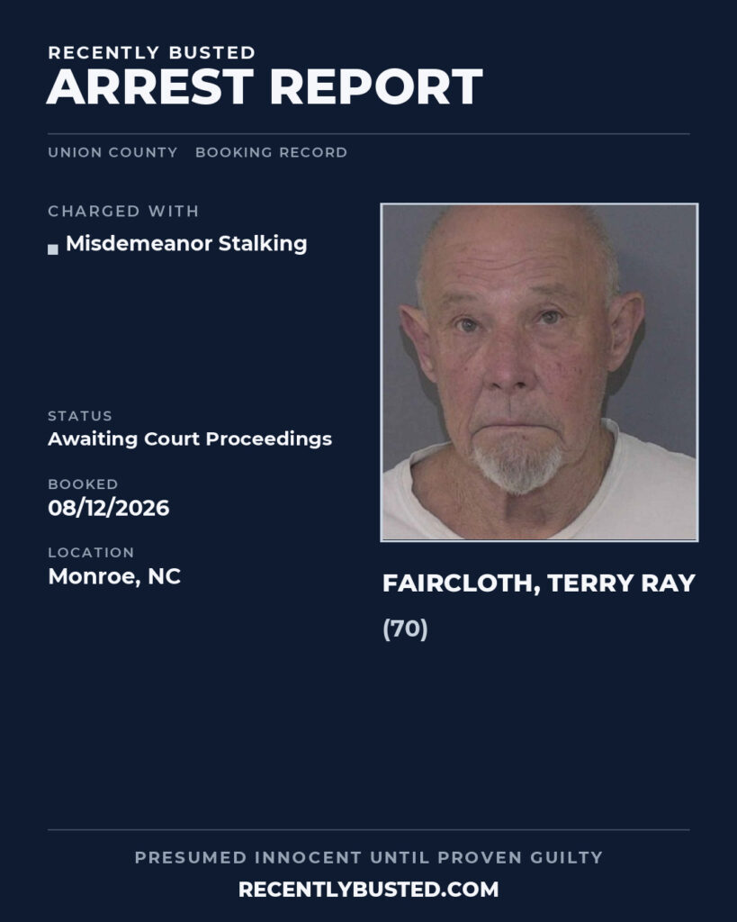 Arrest report - FAIRCLOTH, TERRY RAY