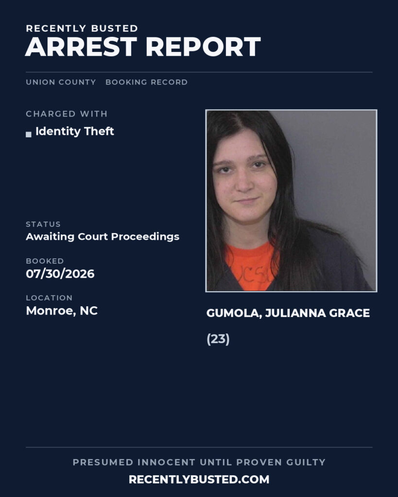 Arrest report - GUMOLA, JULIANNA GRACE