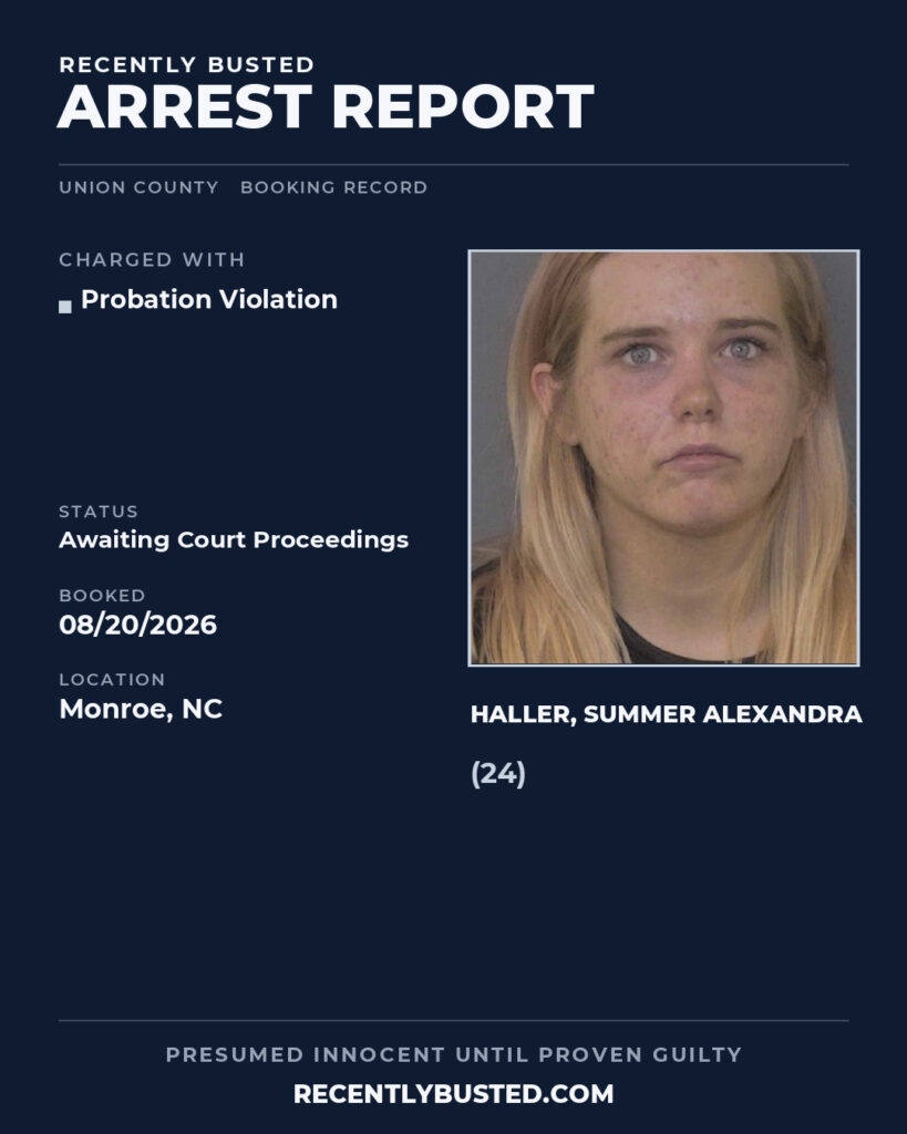 Arrest report - HALLER, SUMMER ALEXANDRA