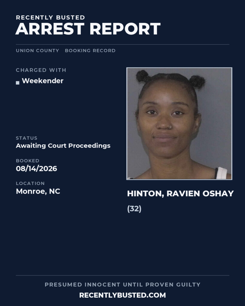 Arrest report - HINTON, RAVIEN OSHAY